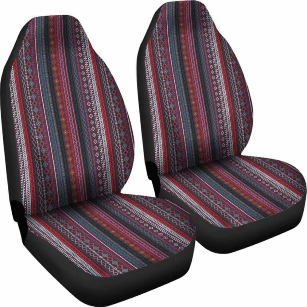 Red Boho Stripes V2 Car Seat Covers 105905 - YourCarButBetter