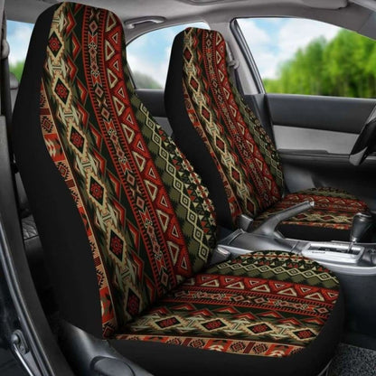 Red & Brown Boho Aztec Car Seat Covers 110424 - YourCarButBetter
