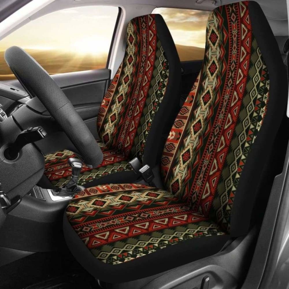 Red & Brown Boho Aztec Car Seat Covers 110424 - YourCarButBetter