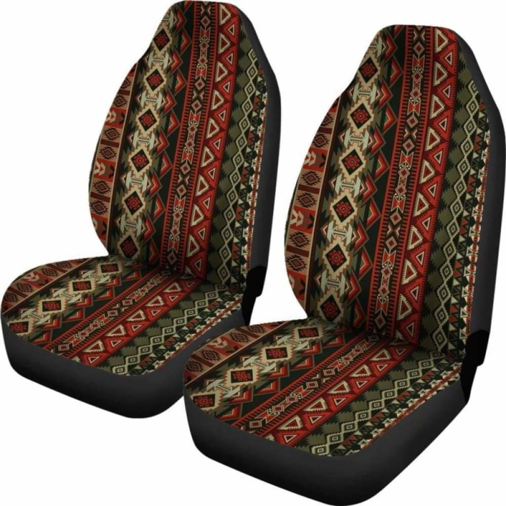 Red & Brown Boho Aztec Car Seat Covers 110424 - YourCarButBetter