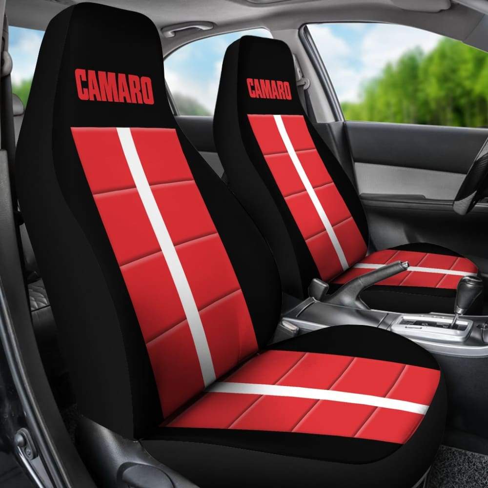 Red Camaro Letters Amazing Decoration Car Seat Covers 210807 - YourCarButBetter