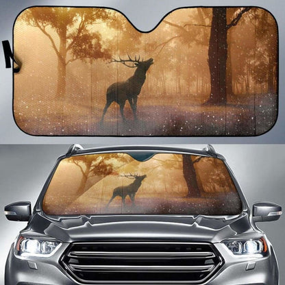 Red Deer Sun Light Forest 4K Car Sun Shade 172609 - YourCarButBetter