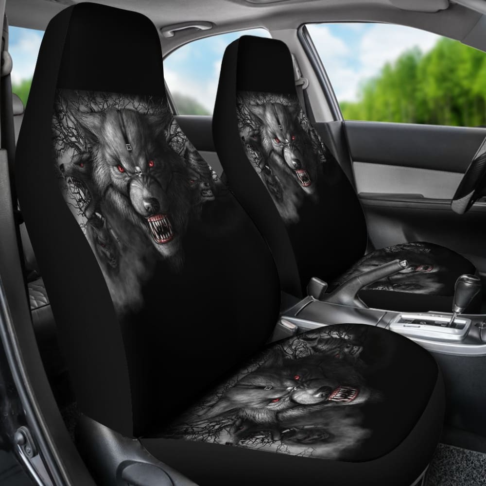 Red Eyes Furious Wolf Car Seat Covers 211502