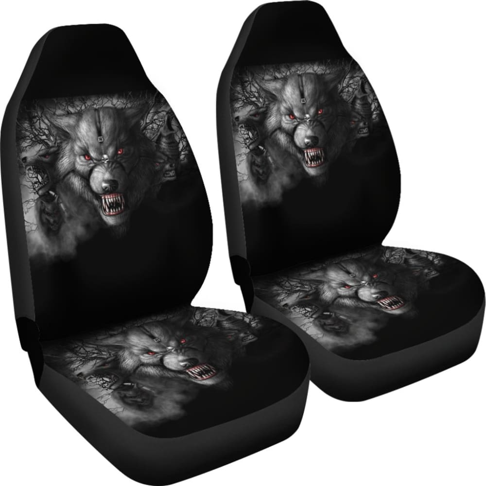 Red Eyes Furious Wolf Car Seat Covers 211502