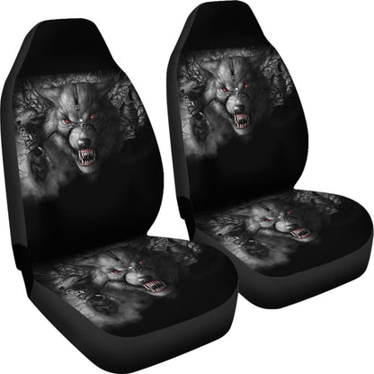 Red Eyes Furious Wolf Car Seat Covers 211502