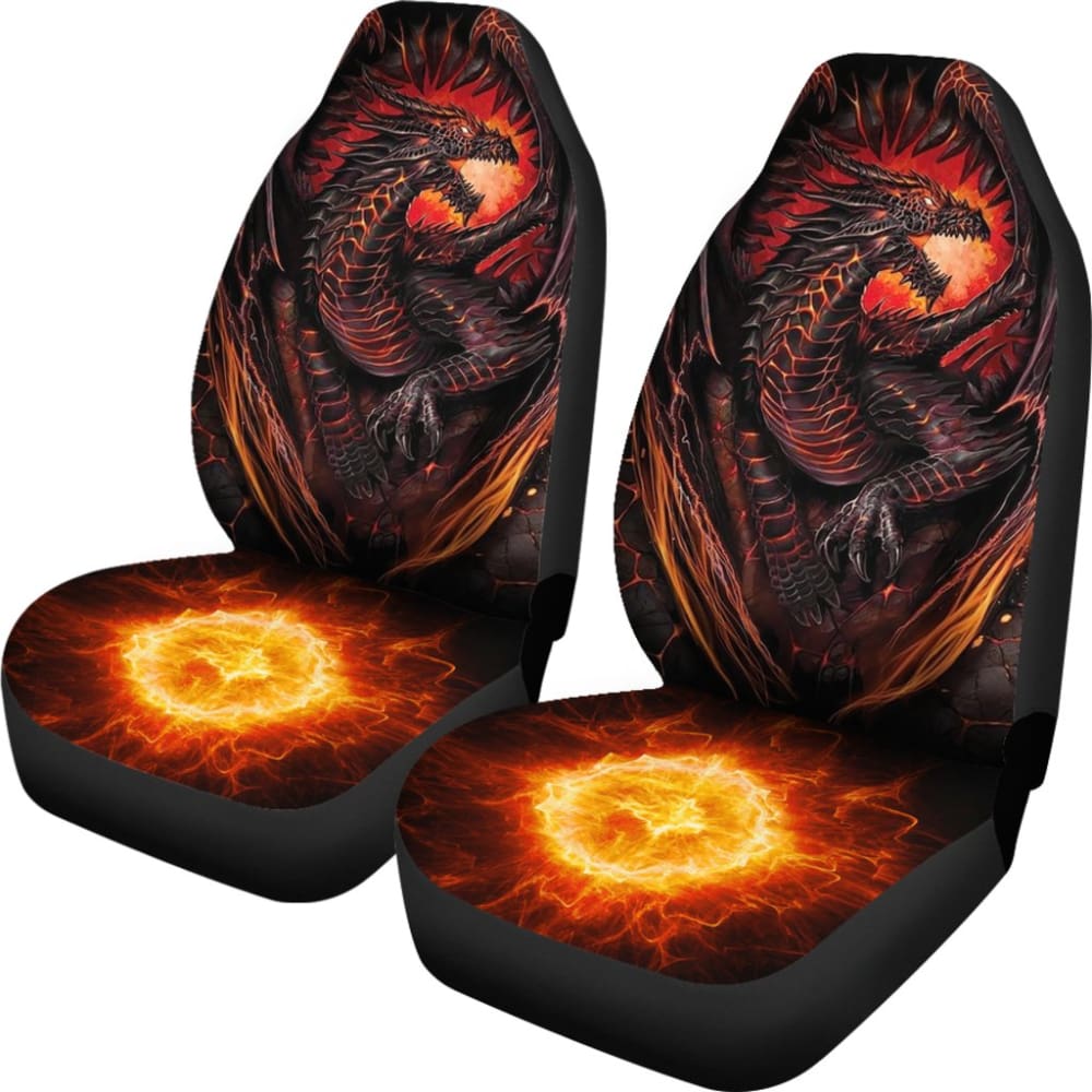 Red Fire Dragon Battle Car Seat Covers 211502