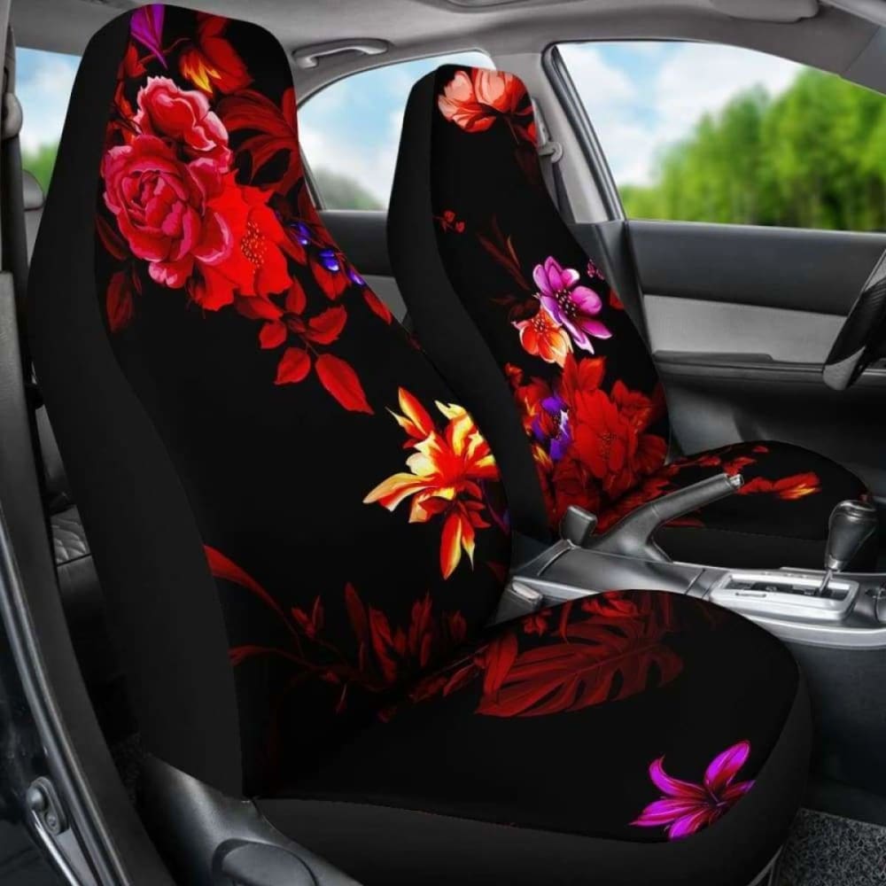 Red Flowers Car Seat Covers 153908 - YourCarButBetter