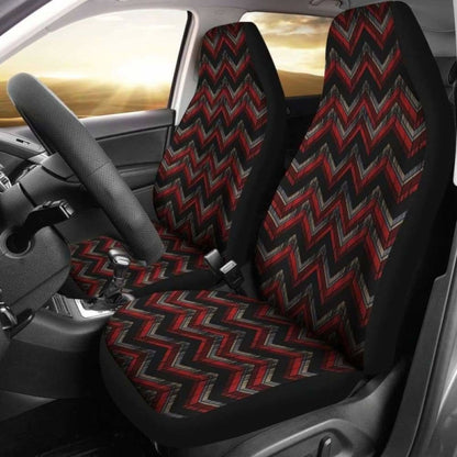 Red Gray And Black Chevron Ethnic Grungy Pattern Car Seat Covers 110424 - YourCarButBetter