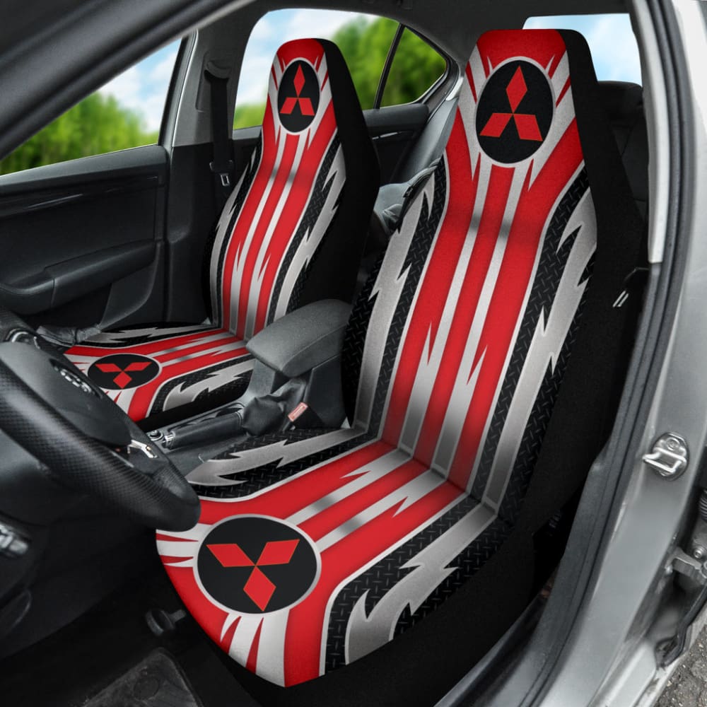 Red Mitsubishi Inspired Car Seat Covers Custom 1 210401 - YourCarButBetter