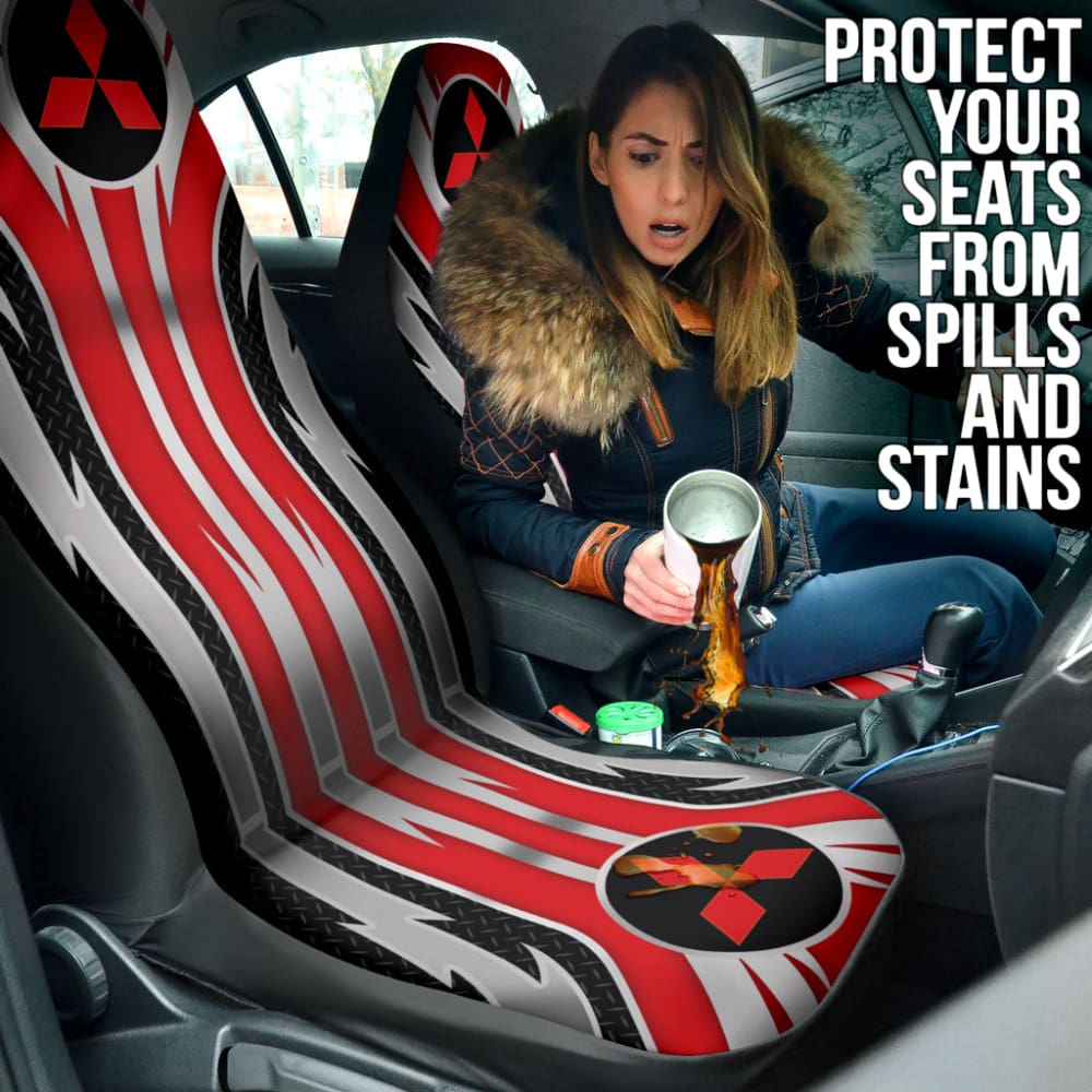 Red Mitsubishi Inspired Car Seat Covers Custom 1 210401 - YourCarButBetter