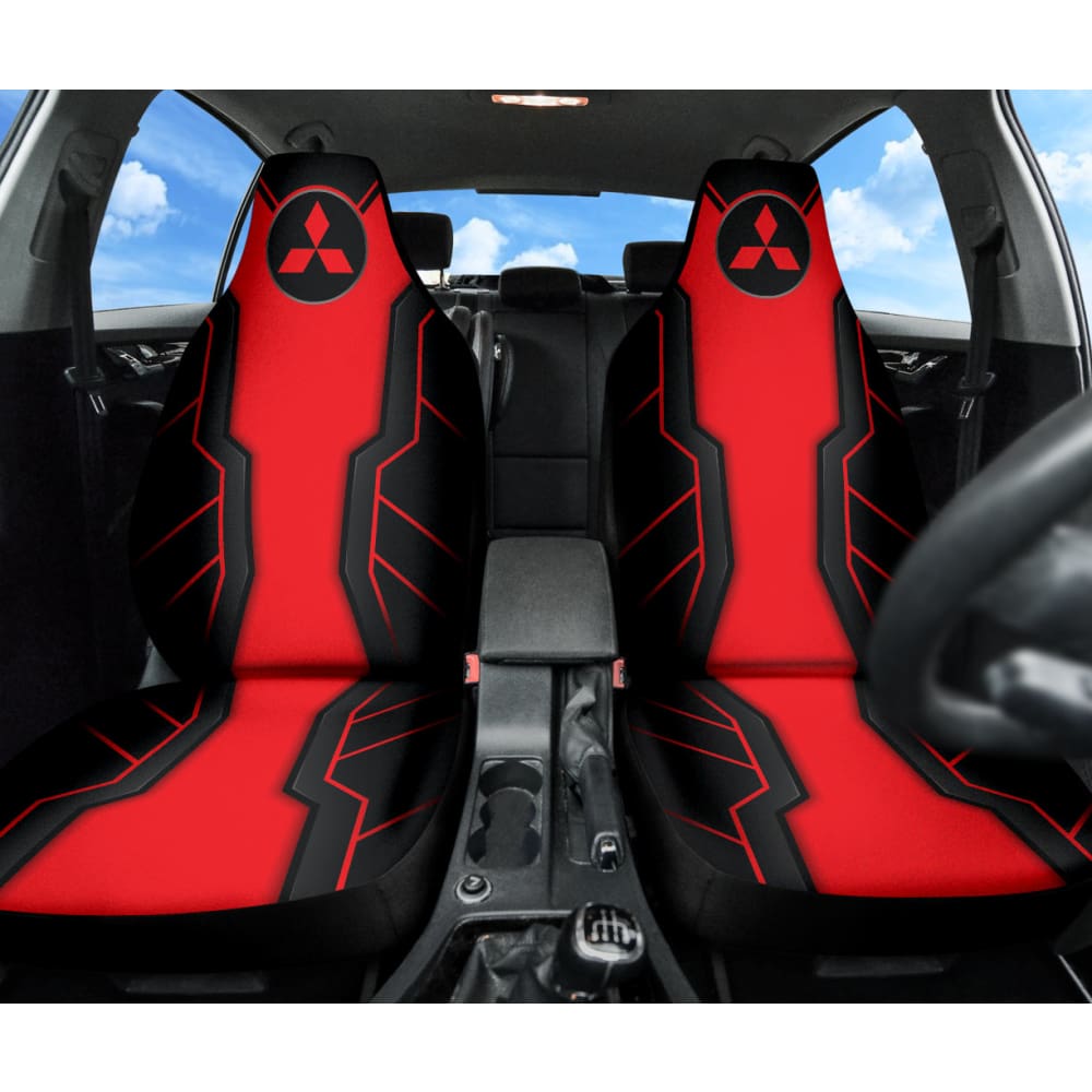 Red Mitsubishi Inspired Car Seat Covers Custom 2 210401 - YourCarButBetter