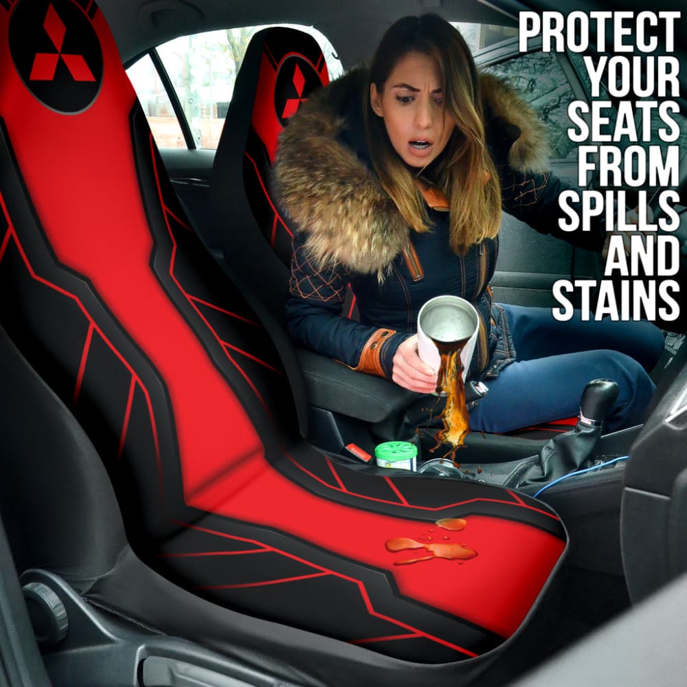 Red Mitsubishi Inspired Car Seat Covers Custom 2 210401 - YourCarButBetter