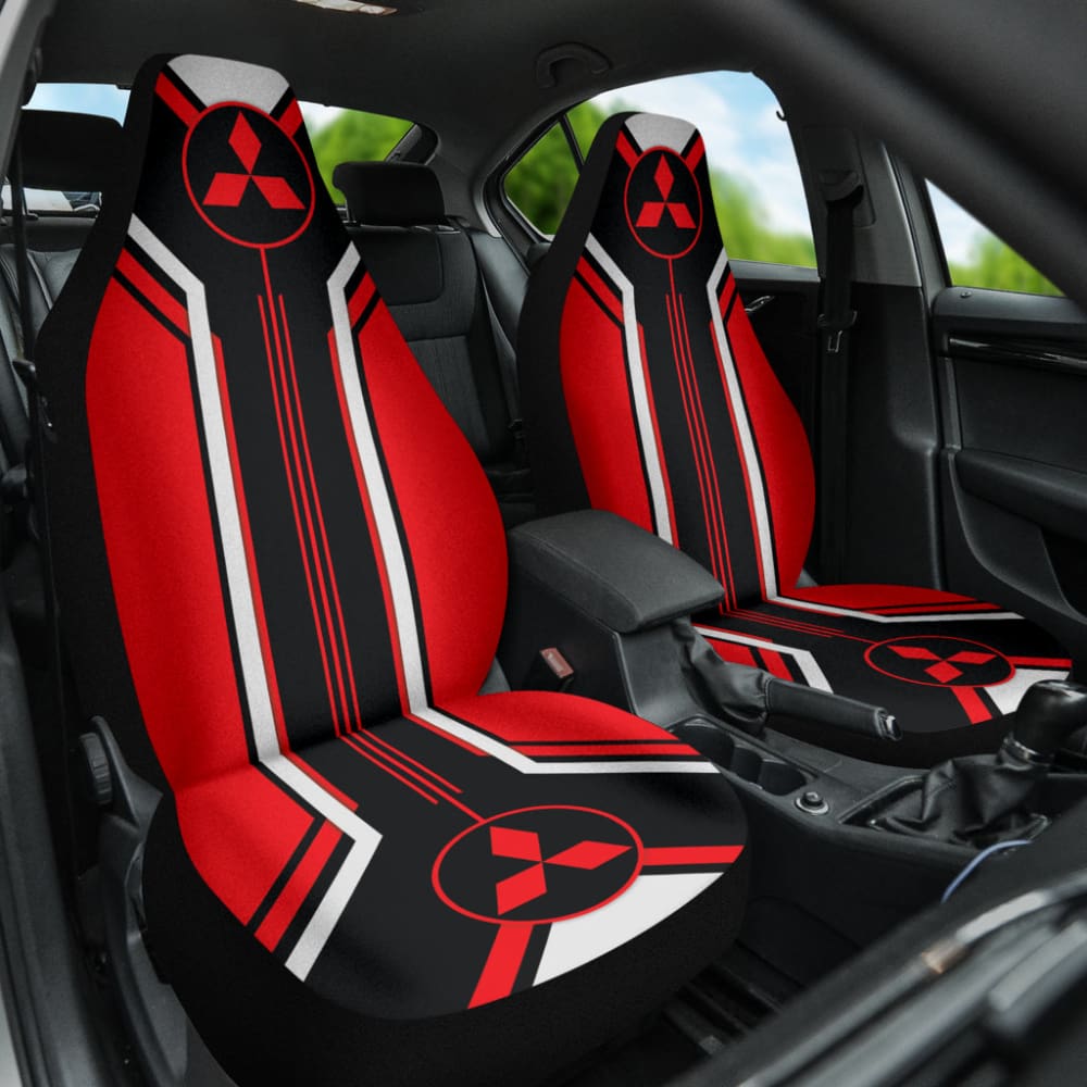 Red Mitsubishi Inspired Car Seat Covers Custom 3 210401 - YourCarButBetter