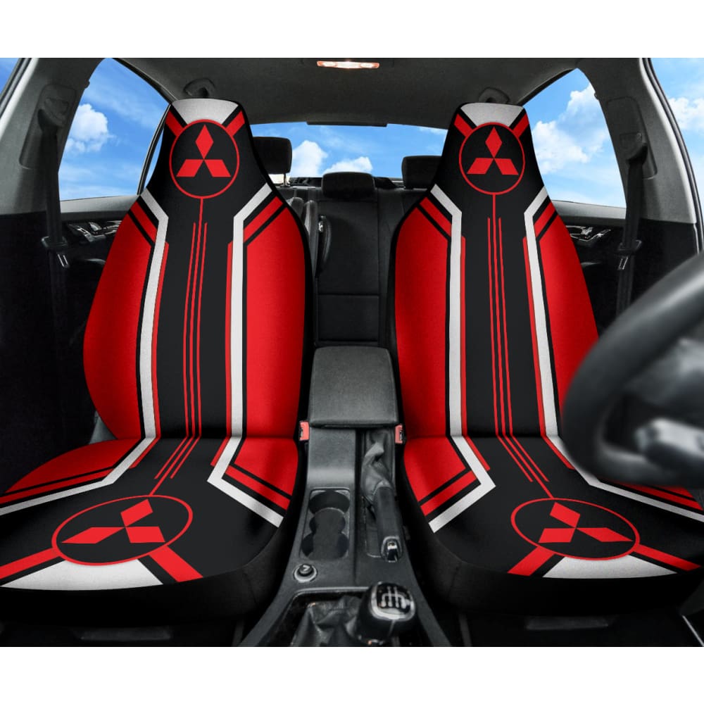 Red Mitsubishi Inspired Car Seat Covers Custom 3 210401 - YourCarButBetter