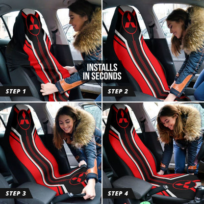 Red Mitsubishi Inspired Car Seat Covers Custom 3 210401 - YourCarButBetter