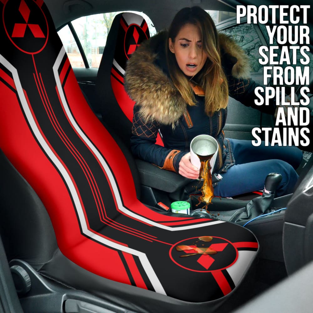 Red Mitsubishi Inspired Car Seat Covers Custom 3 210401 - YourCarButBetter