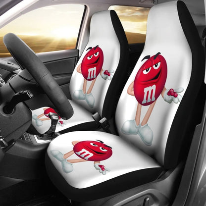 Red M&M Chocolate Car Seat Covers Car Accessories Decoration 094201 - YourCarButBetter