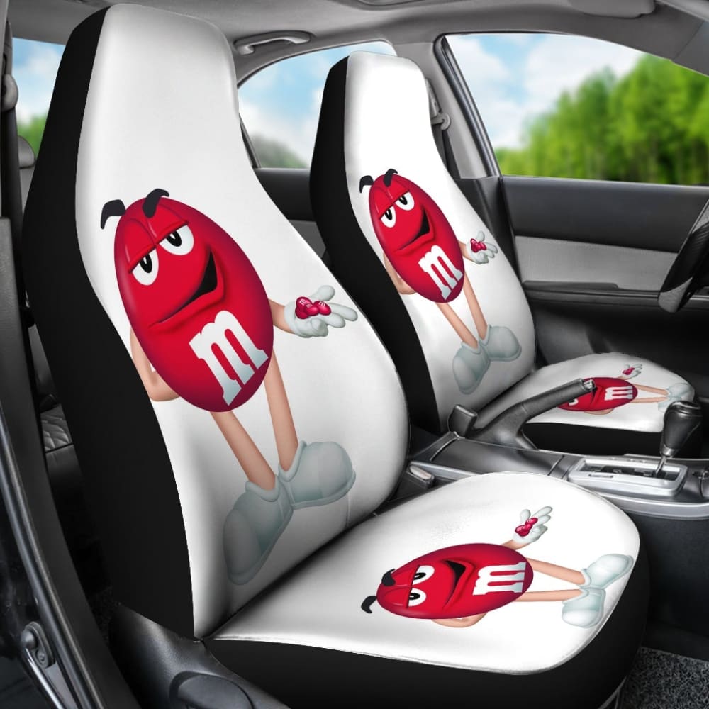 Red M&M Chocolate Car Seat Covers Car Accessories Decoration 094201 - YourCarButBetter