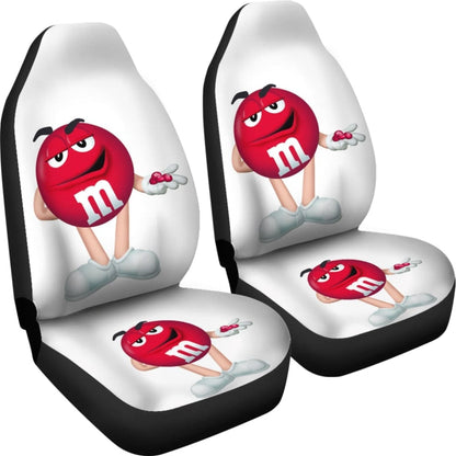 Red M&M Chocolate Car Seat Covers Car Accessories Decoration 094201 - YourCarButBetter