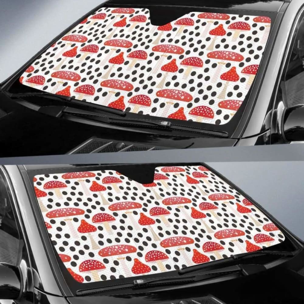 Red Mushroom Dot Pattern Car Auto Sun Shades 182102 - YourCarButBetter