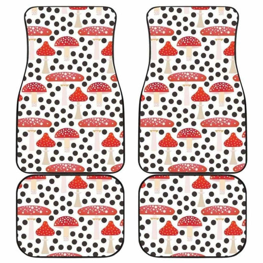 Red Mushroom Dot Pattern Front And Back Car Mats 174914 - YourCarButBetter