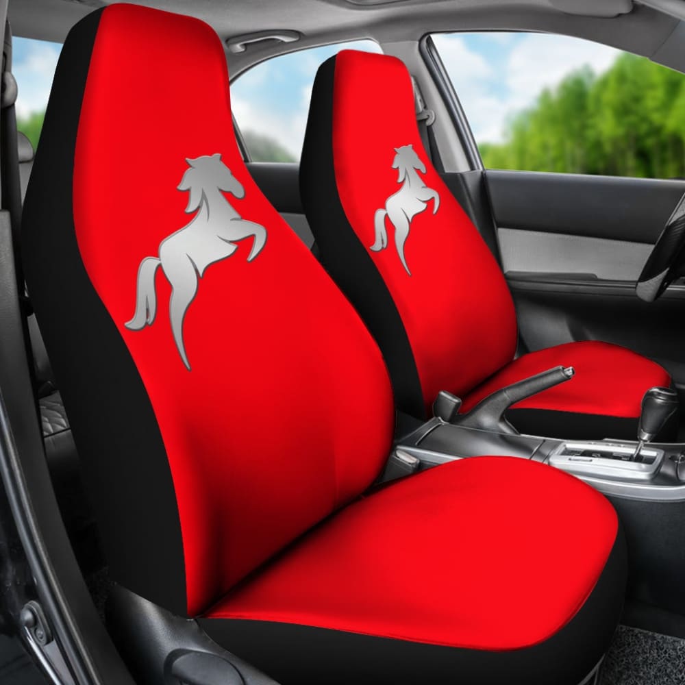 Red Mustang Horse Silhouette Car Seat Covers Custom 1 210701 - YourCarButBetter