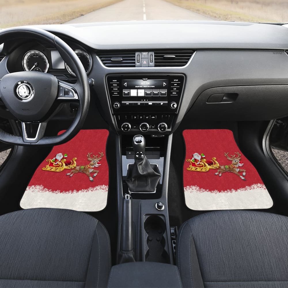 Red Nose Reindeer And Santa Claus Car Floor Mats 210601 - YourCarButBetter