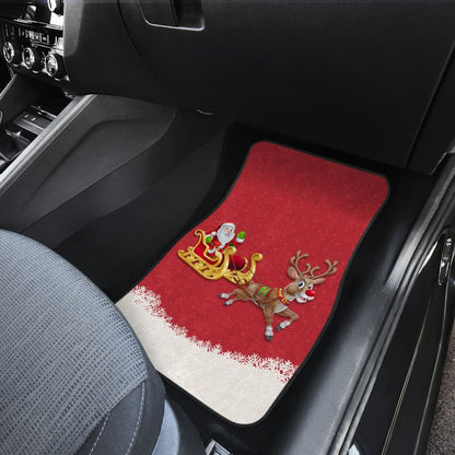 Red Nose Reindeer And Santa Claus Car Floor Mats 210601 - YourCarButBetter