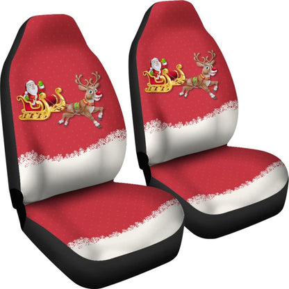 Red Nose Reindeer And Santa Claus Car Seat Covers 210601 - YourCarButBetter