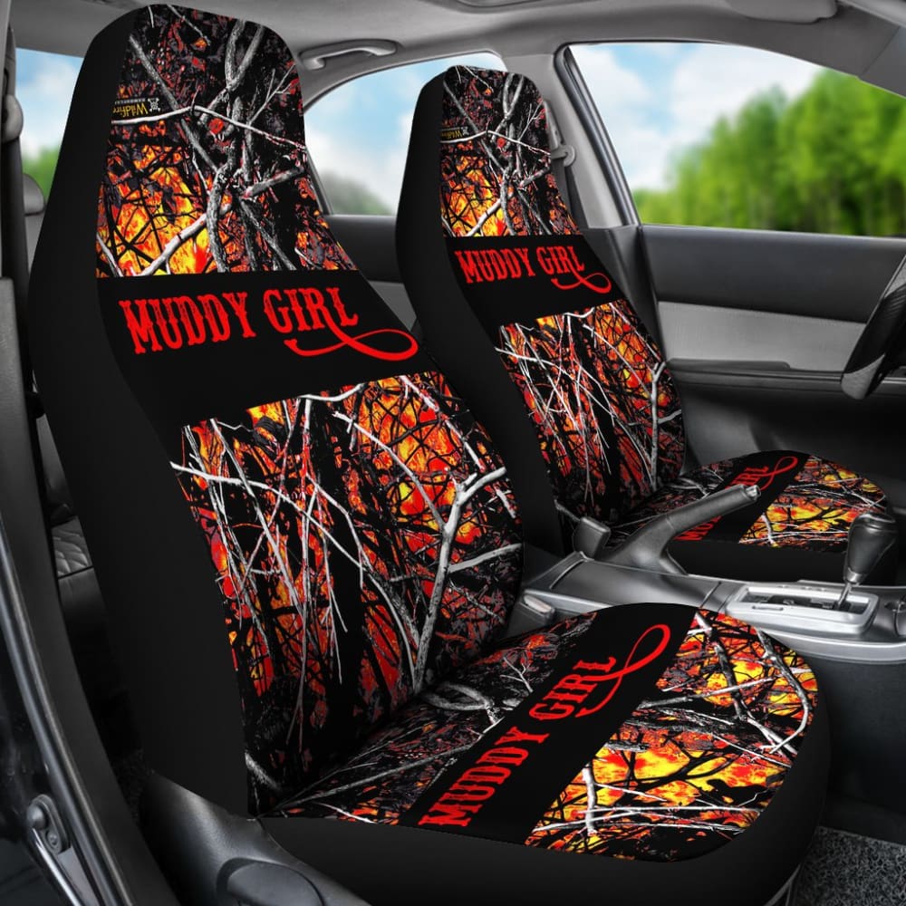Red Orange Wildfire Muddy Girl Car Seat Covers 211002
