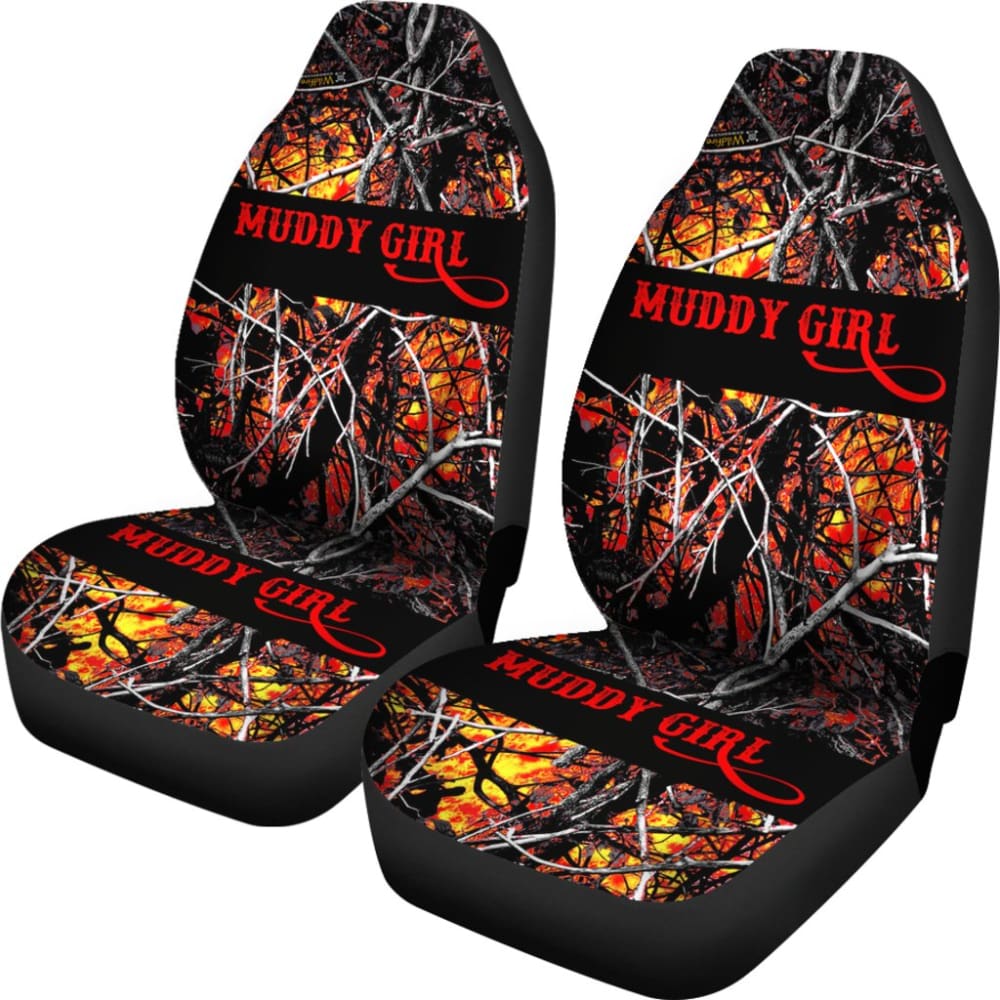 Red Orange Wildfire Muddy Girl Car Seat Covers 211002