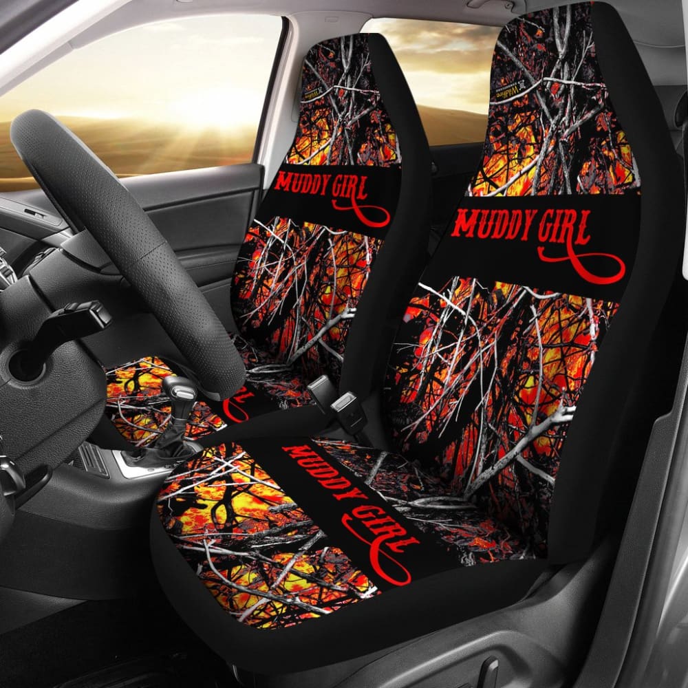 Red Orange Wildfire Muddy Girl Car Seat Covers 211002