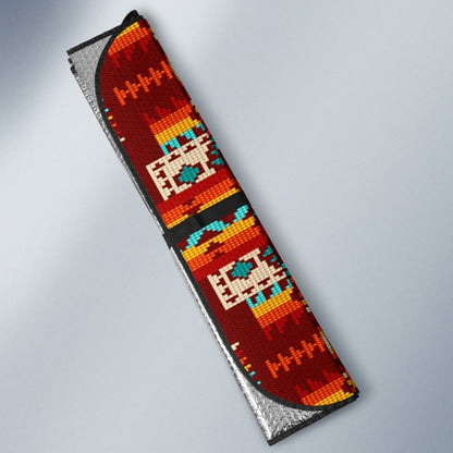 Red Pattern Native Auto Sun Shades 093223 - YourCarButBetter