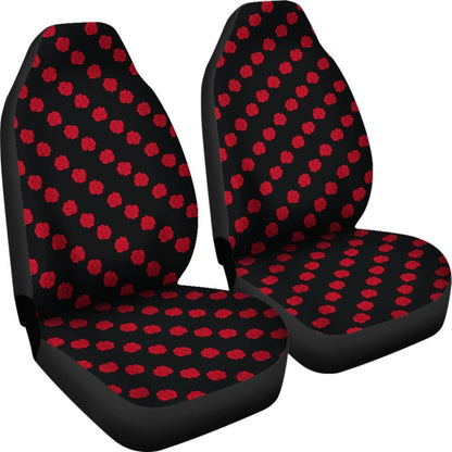 Red Roses On Black Car Seat Covers Set 174510 - YourCarButBetter