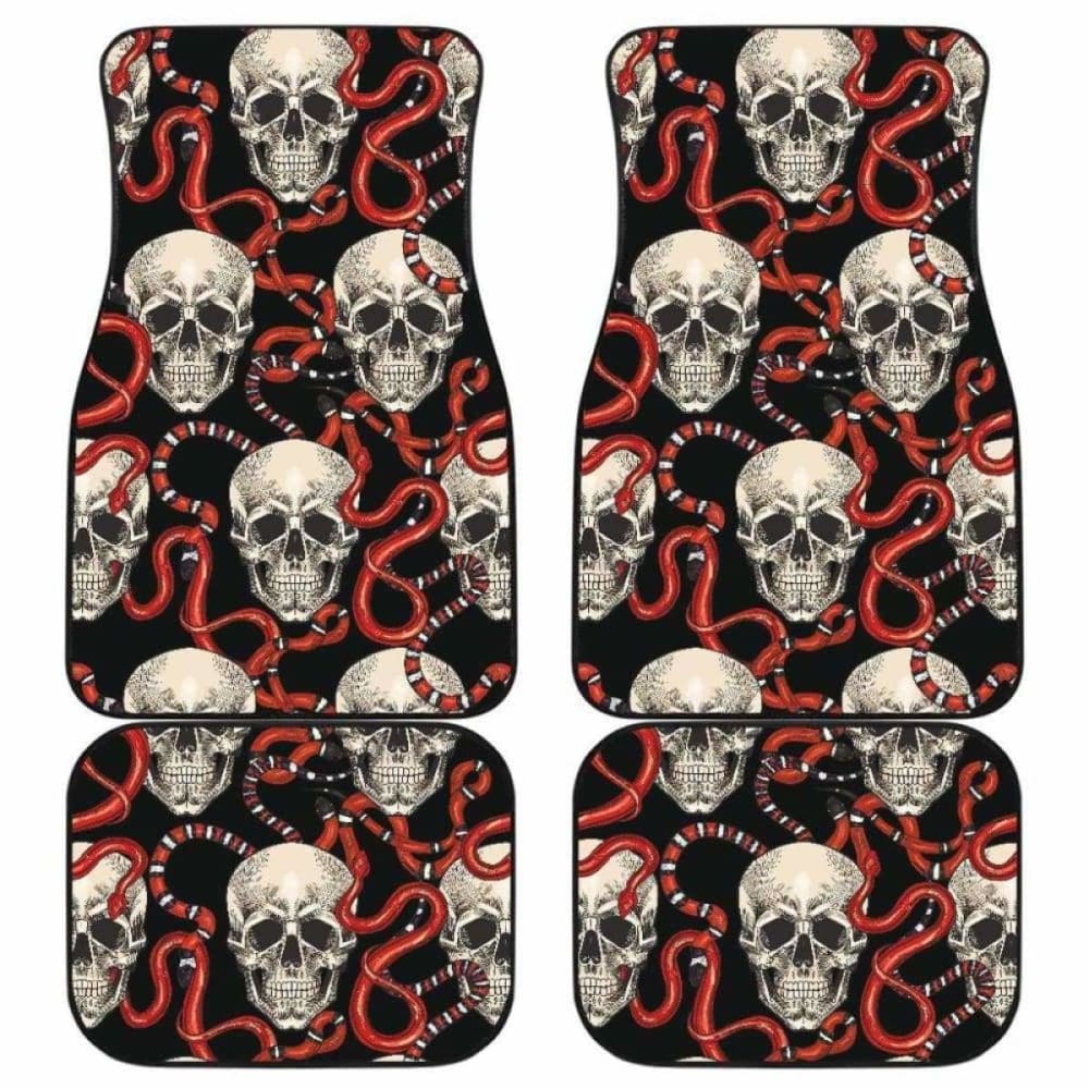 Red Snake Skull Pattern Front And Back Car Mats 232125 - YourCarButBetter
