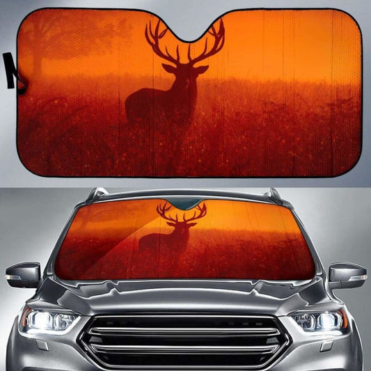 Reindeer Silhouette Foggy Mist 4K Car Sun Shade 172609 - YourCarButBetter