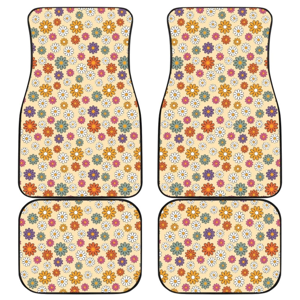 Retro Flower Mix Car Floor Mats 094201 - YourCarButBetter