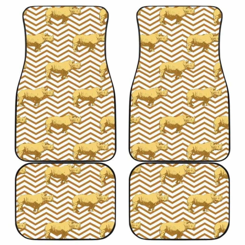 Rhino Yellow Theme Pattern Front And Back Car Mats 163730 - YourCarButBetter