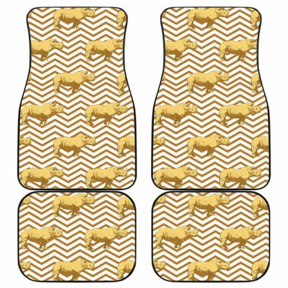 Rhino Yellow Theme Pattern Front And Back Car Mats 163730 - YourCarButBetter