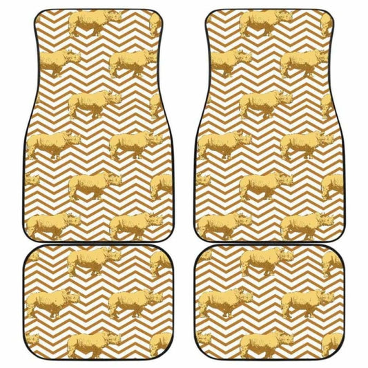 Rhino Yellow Theme Pattern Front And Back Car Mats 163730 - YourCarButBetter