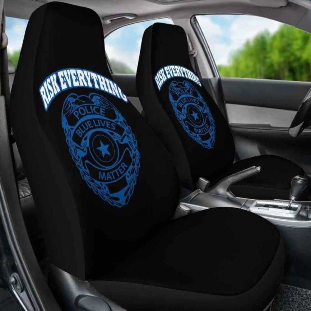 Risk Everything Police Blue Lives Matter Car Seat Covers 153908 - YourCarButBetter