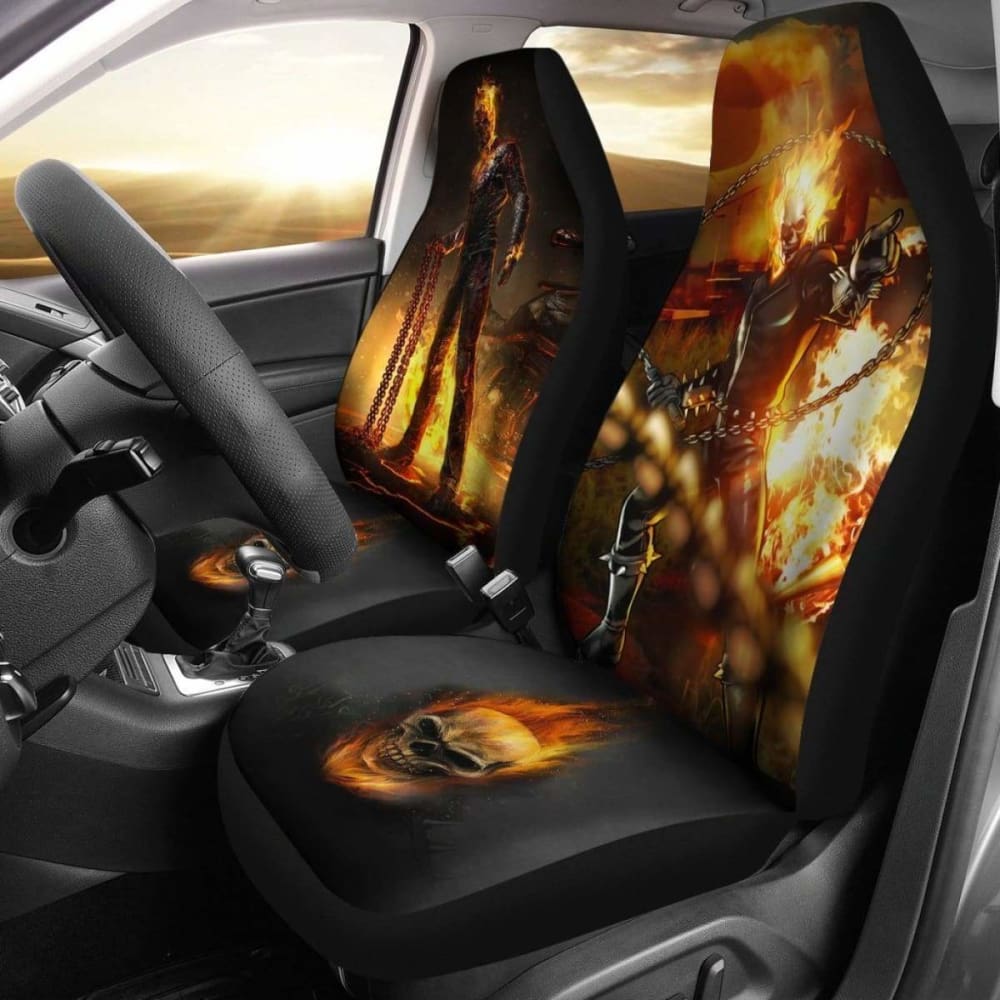 Robbie And His Metallic Chain Ghost Rider Car Seat Covers 094209 - YourCarButBetter