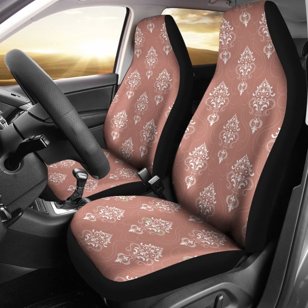 Rose Gold Damask Pattern Car Seat Covers Set 174510 - YourCarButBetter