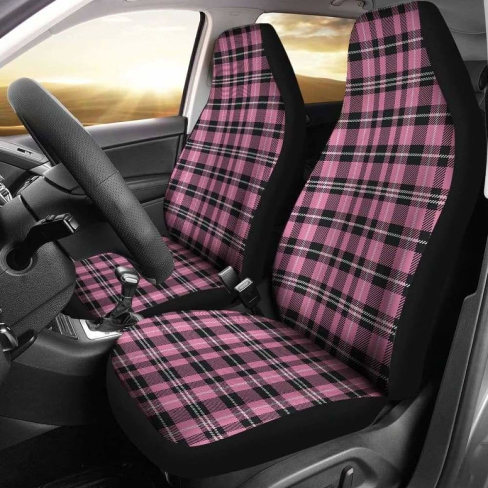 Rose Pink And Black Plaid Car Seat Covers 105905 - YourCarButBetter