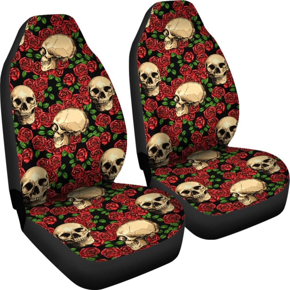 Rose Skulls Car Seat Covers Set 174510 - YourCarButBetter