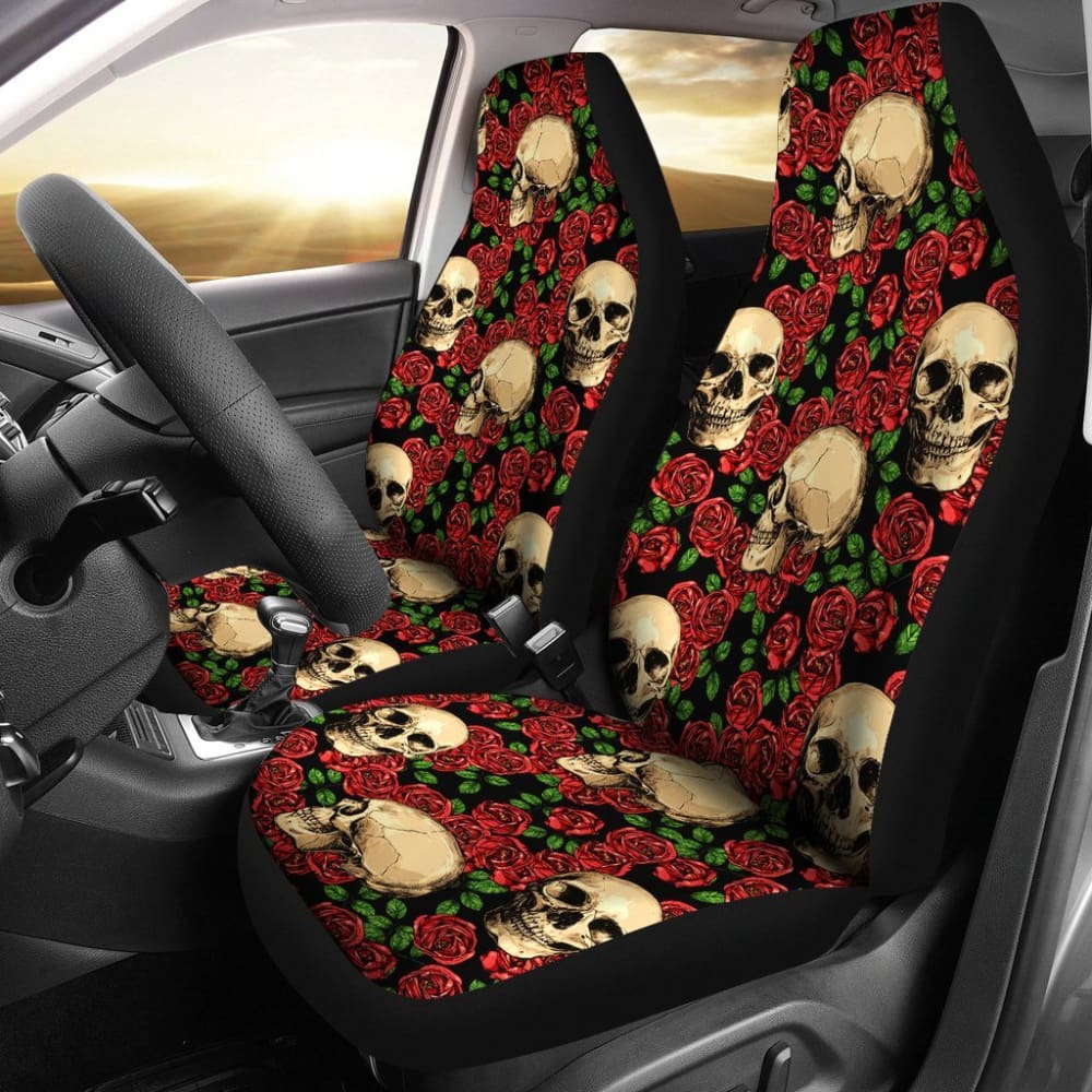 Rose Skulls Car Seat Covers Set 174510 - YourCarButBetter