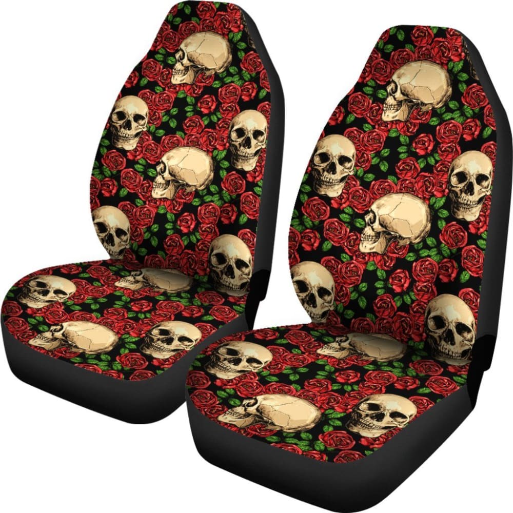 Rose Skulls Car Seat Covers Set 174510 - YourCarButBetter