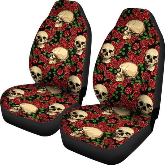 Rose Skulls Car Seat Covers Set 174510 - YourCarButBetter