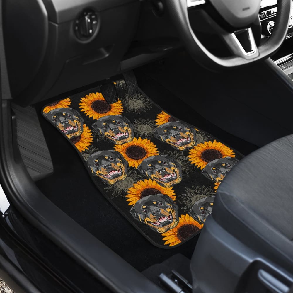 Rottweiler Love Sunflower Car Floor Mats 210702