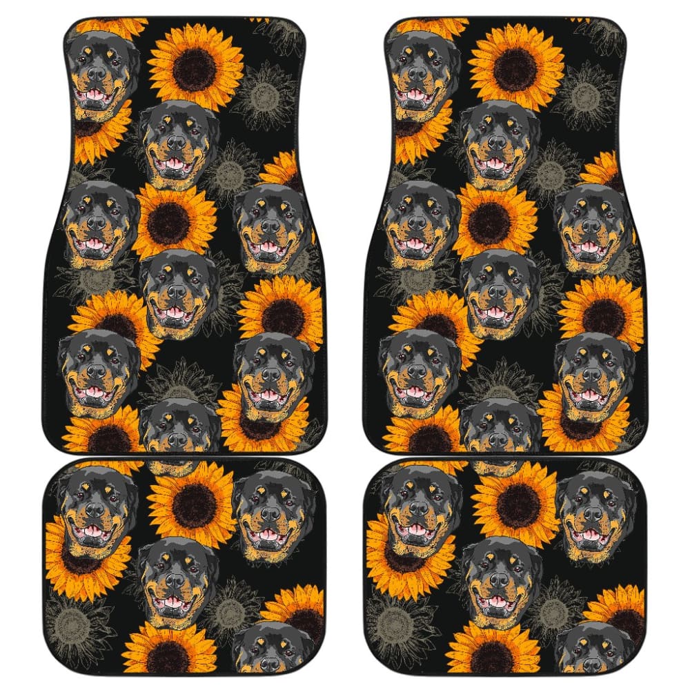 Rottweiler Love Sunflower Car Floor Mats 210702